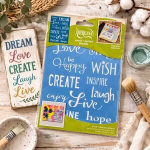 Americana Inspirational Word Stencil Dream Love Create DIY Craft 6x8